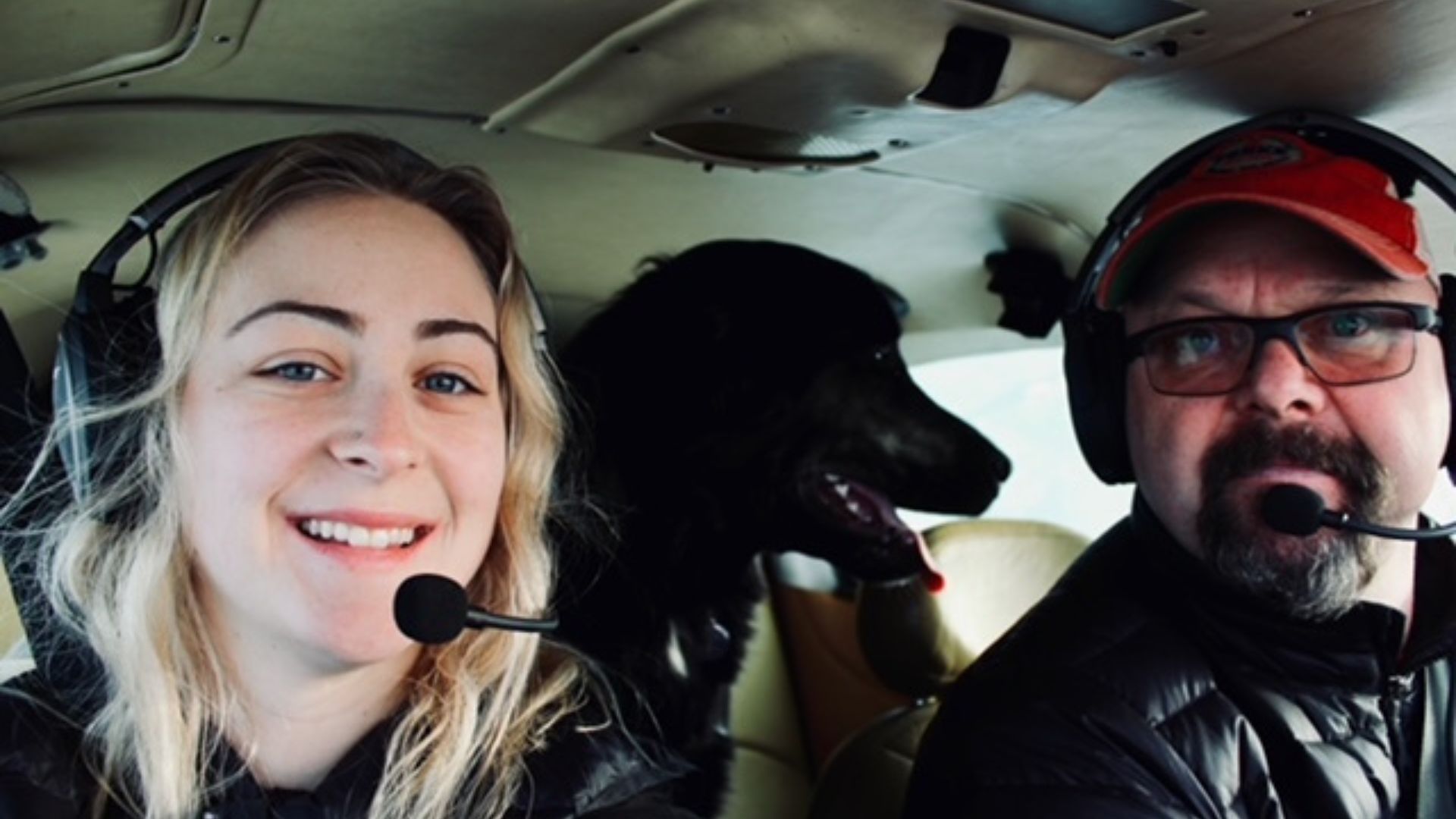 Warren Hamm flying with his family and dogs, a great family moment in the air